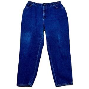 Vintage Lee Mom Denim Jeans 22W Women's Plus Cotton Elastic Waist Union Label
